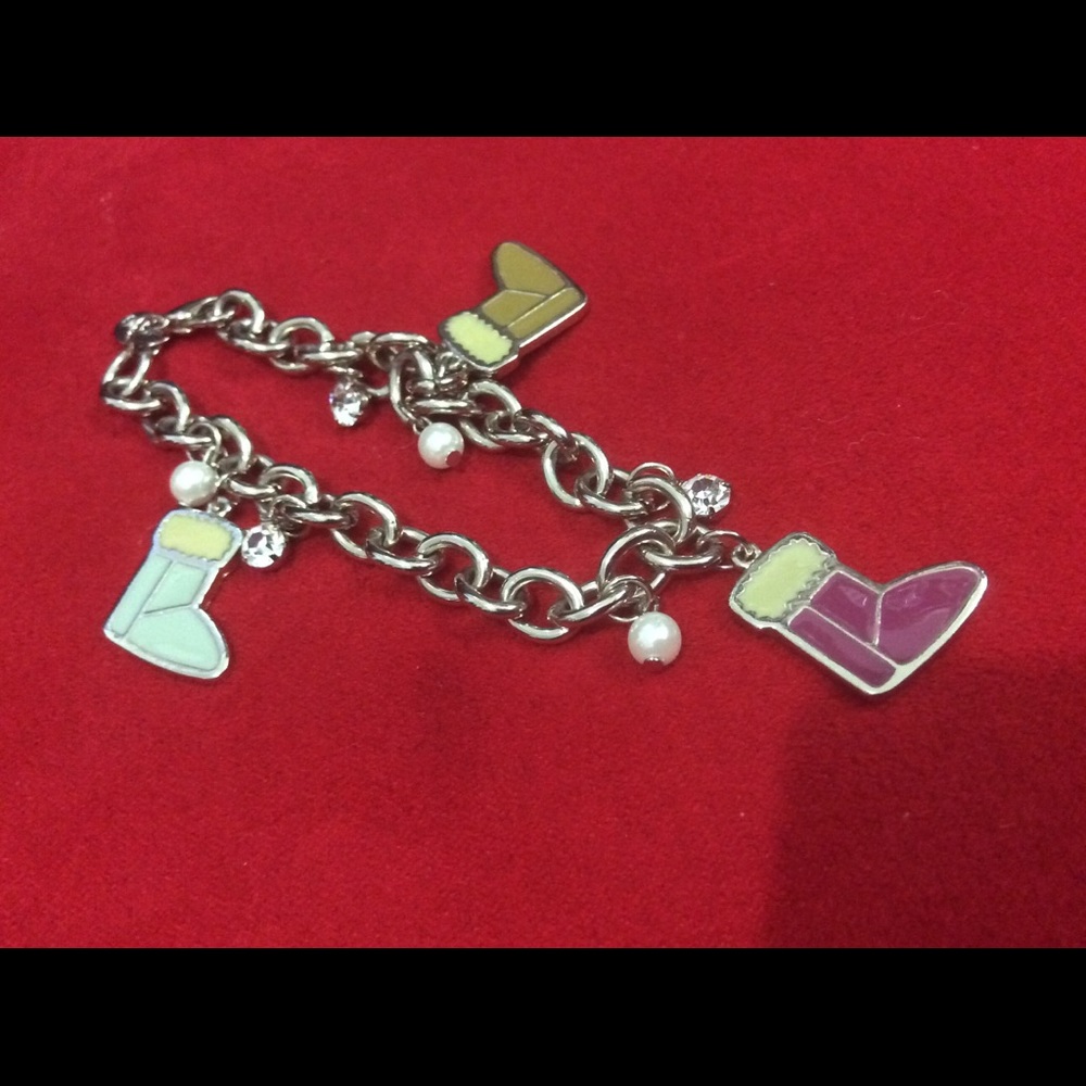 Genuine Crystal Bracelet  faux silver, pearl boots